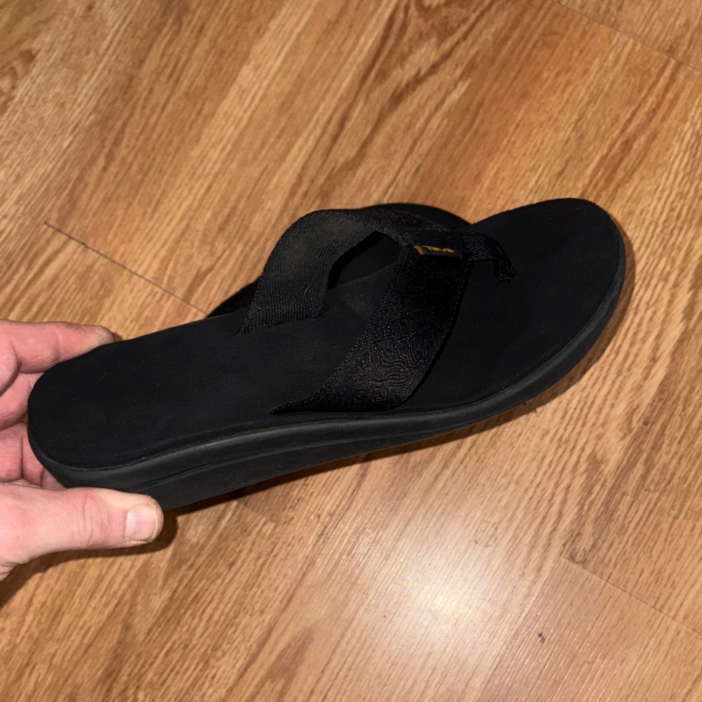 Teva Black Women's Size 10 Thong Wedge Sandals 1019043